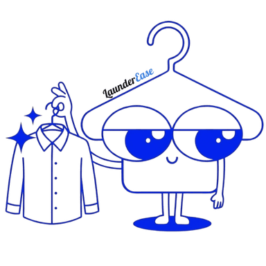 LaunderEase mascot holding up a sparkling clean shirt